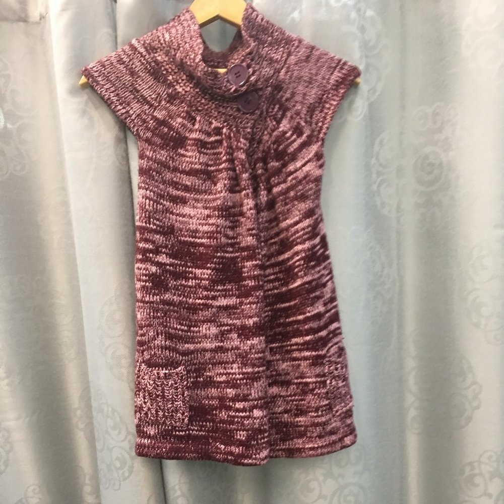 Knit Short Sleeve Sweater Vest with Buttons